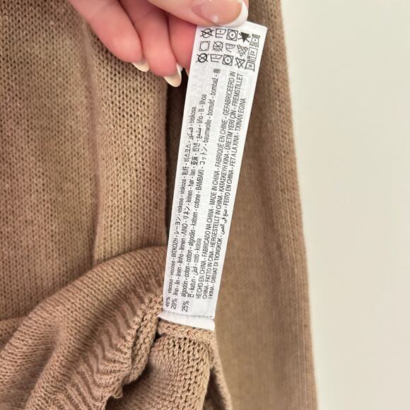 Zara Linen Blend Distressed Knit Button Front Cardigan Sweater M - Picture 8 of 10